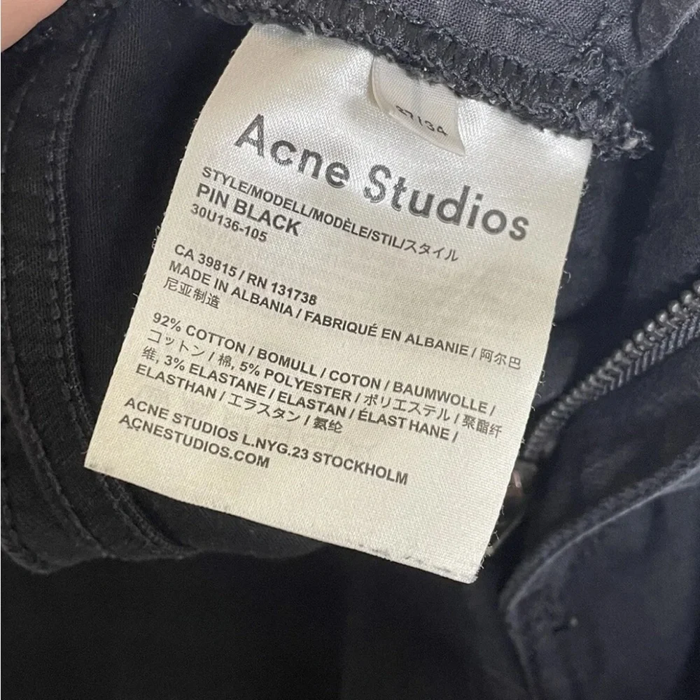 ACNE Studios Pin Black, Skinny Jeans, Raw Hem,‎ Size 27